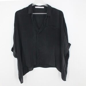 CP Shades Silk Top Oversized Dolman Sleeve Medium Black